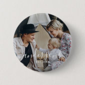 Aangepaste foto met familienaam en oprichtingsjaar ronde button 5,7 cm (Voorkant)