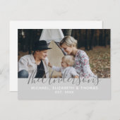 Aangepaste foto met familienaam en vastgesteld jaa briefkaart (Voorkant / Achterkant)