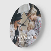 Aangepaste foto met familienaam en vastgesteld jaa grote klok (Hoek)