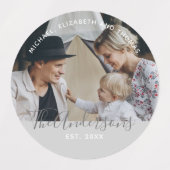 Aangepaste foto met familienaam en vastgesteld jaa labels (Design 2)