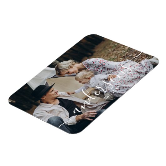 Aangepaste foto met familienaam en vastgesteld jaa magneet (Linkerzijde)