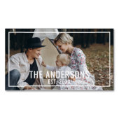 Aangepaste foto met familienaam en vastgesteld jaa magnetisch visitekaartje (Voorkant)