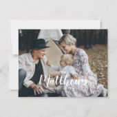 Aangepaste foto met familienaam en vastgesteld jaa magnetische uitnodiging (Voorkant)