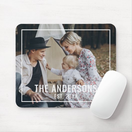 Aangepaste foto met familienaam en vastgesteld jaa muismat (Met muis)