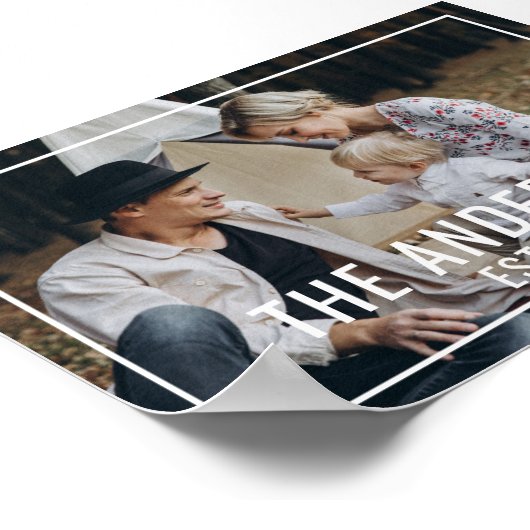 Aangepaste foto met familienaam en vastgesteld jaa poster (Hoek)