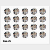 Aangepaste foto met familienaam en vastgesteld jaa ronde sticker (Vel)