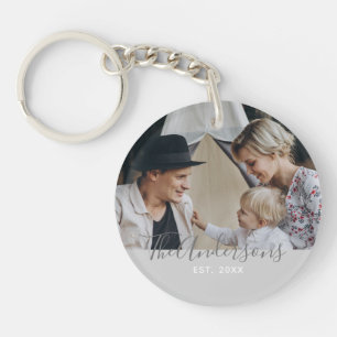 Aangepaste foto met familienaam en vastgesteld jaa sleutelhanger