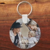 Aangepaste foto met familienaam en vastgesteld jaa sleutelhanger (Voorkant)