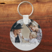 Aangepaste foto met familienaam en vastgesteld jaa sleutelhanger (Voorkant)