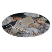 Aangepaste foto met familienaam en vastgesteld jaa snijplank (Hoek)