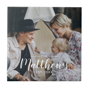 Aangepaste foto met familienaam en vastgesteld jaa tegeltje
