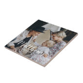 Aangepaste foto met familienaam en vastgesteld jaa tegeltje (Zijkant)