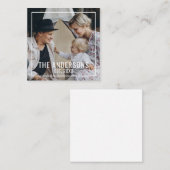 Aangepaste foto met familienaam en vastgesteld jaa vierkante visitekaartje (Voorkant / Achterkant)