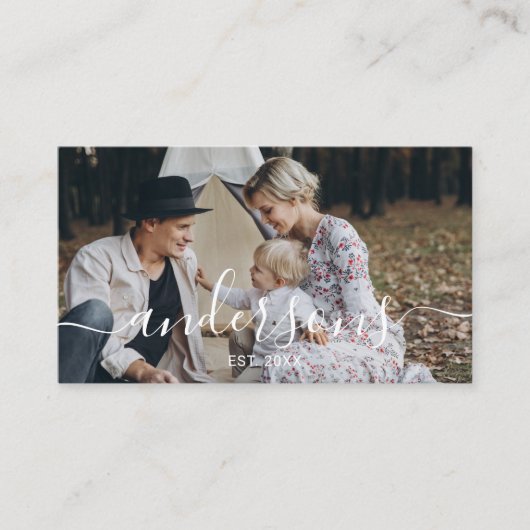 Aangepaste foto met familienaam en vastgesteld jaa visitekaartje (Voorkant)