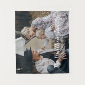 Aangepaste foto met familienaam en vastgesteld jaa wandkleed (Voorkant)