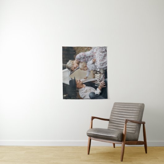 Aangepaste foto met familienaam en vastgesteld jaa wandkleed (In situ)