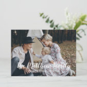 Aangepaste foto met familienaam vakantie feestdagenkaart (Staand voorkant)