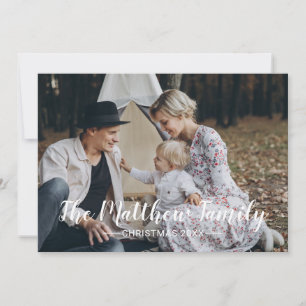 Aangepaste foto met familienaam vakantie feestdagenkaart