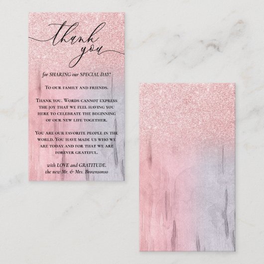 Aangepaste foto met glitz Sparkle Pink Hartelijk d Informatiekaartje (Voorkant / Achterkant)