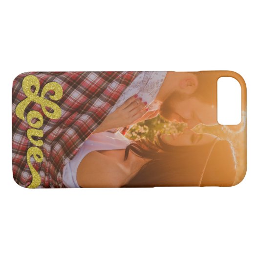 Aangepaste foto met Gold Love Overlay Case-Mate iPhone Case (Achterkant (Horizontaal))