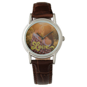 Aangepaste foto met Gold Love Overlay Horloge