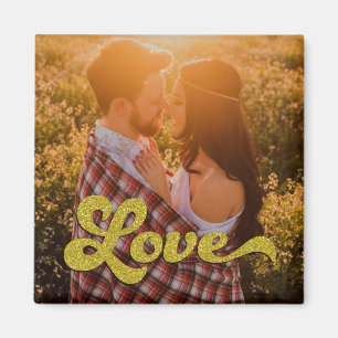 Aangepaste foto met Gold Love Overlay Magneet