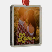 Aangepaste foto met Gold Love Overlay Metalen Ornament (Rechts)