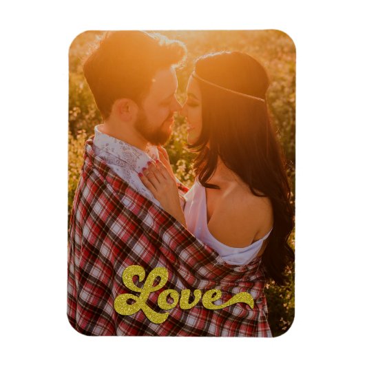 Aangepaste foto met gouden liefde magneet (Verticaal)