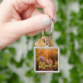 Aangepaste foto met gouden Liefde Sleutelhanger (Hand)