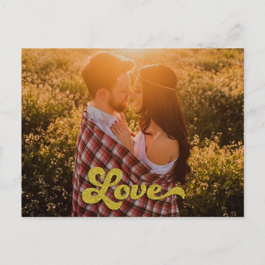 Aangepaste foto met gouden liefdesoverlay briefkaart (Voorkant)
