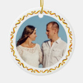 Aangepaste foto met gouden lijst keramisch ornament (Voorkant)