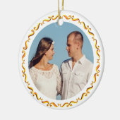 Aangepaste foto met gouden lijst keramisch ornament (Links)