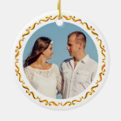 Aangepaste foto met gouden lijst keramisch ornament (Achterkant)