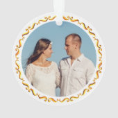 Aangepaste foto met gouden lijst ornament (achterkant)