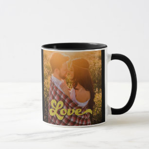 Aangepaste foto met gouden Love-overlay Mok