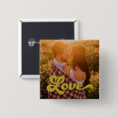 Aangepaste foto met gouden Love-overlay Vierkante Button 5,1 Cm (Voorkant /achterkant)
