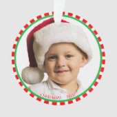 Aangepaste foto met groen rood en wit Lijst Ornament (voorkant)