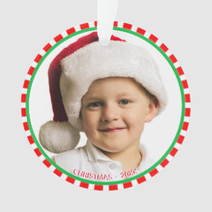 Aangepaste foto met groene rode en witte lijst ornament
