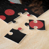 Aangepaste foto met kerstbomen, zwart en rood stip legpuzzel (Zijkant)