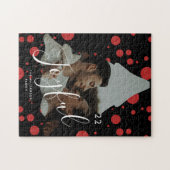 Aangepaste foto met kerstbomen, zwart en rood stip legpuzzel (Horizontaal)
