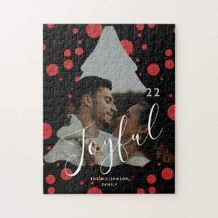 Aangepaste foto met kerstbomen, zwart en rood stip legpuzzel