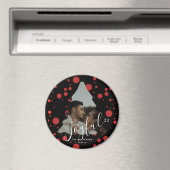 Aangepaste foto met kerstbomen, zwart en rood stip magneet (Insitu (Vaatwasser))