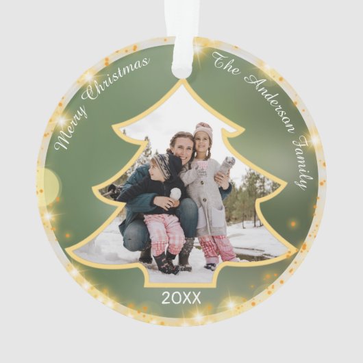 Aangepaste foto met kerstboomstructuur, tweezijdig ornament (achterkant)