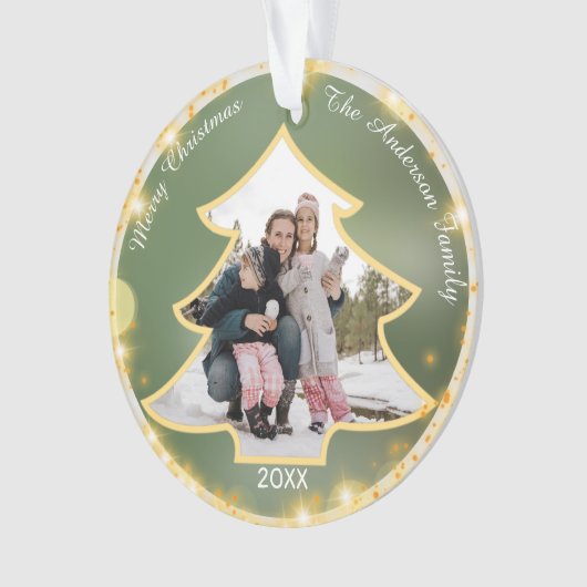 Aangepaste foto met kerstboomstructuur, tweezijdig ornament (voorkant)