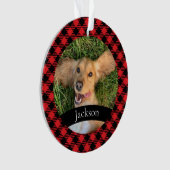 Aangepaste foto met kerstcadeau Red Pset Ceramic O Ornament (voorkant)