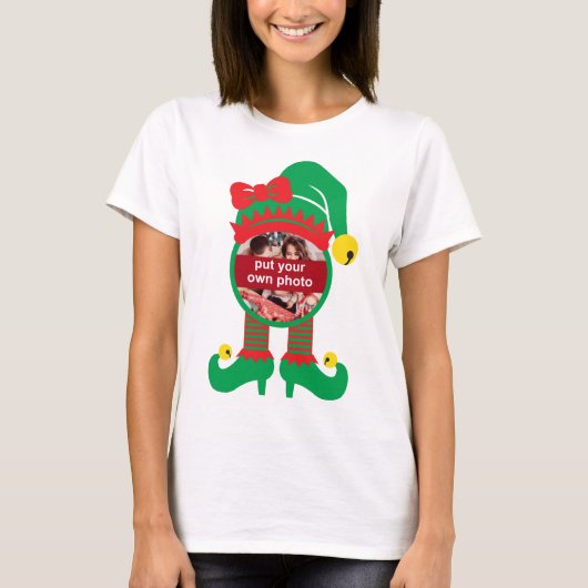 Aangepaste foto met Kerstmis Elf T-Shirt (Voorkant)