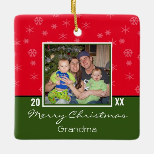 Aangepaste foto met kerstversiering keramisch ornament (Voorkant)