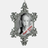 Aangepaste foto met kerstversiering op maat tin sneeuwvlok ornament (Links)