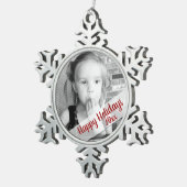 Aangepaste foto met kerstversiering op maat tin sneeuwvlok ornament (Rechts)