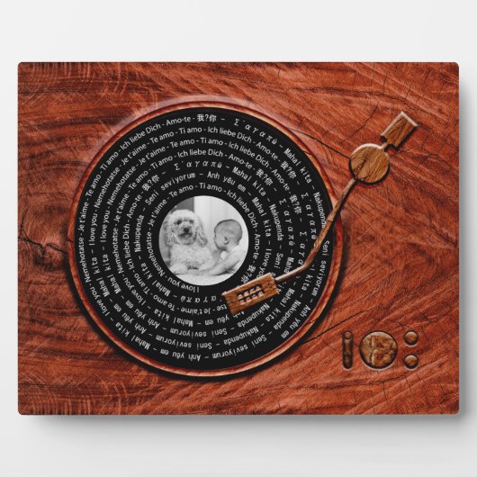Aangepaste foto met liefdesbericht Rustisch hout F Fotoplaat (Voorkant)